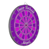 Roze Paars Gepersonaliseerd Happy Birthday Dartbord (Voorkant Links)