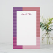 Roze paars gestript lijst leuk op maat briefpapier (Staand voorkant)