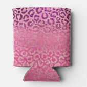 Roze Paars Glitter Leopard Animal Print Monogram Blikjeskoeler (Achterkant)
