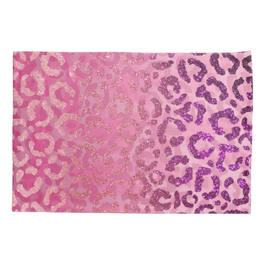 Roze Paars Glitter Leopard Animal Print Monogram Kussensloop (Achterkant)
