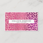 Roze Paars Glitter Leopard Animal Print Monogram Visitekaartje (Voorkant)