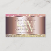 Roze Paars Glitter Stars Monogram Roos Gold Visitekaartje (Achterkant)