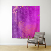 Roze Paars Gouden Olifant Exotische Feest Achtergr Wandkleed (In situ)