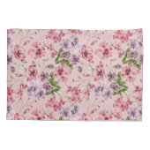 Roze Paars Groen Bloemig Groenery Elegant Kussensloop (Achterkant-Links)