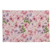 Roze Paars Groen Bloemig Groenery Elegant Kussensloop (Achterkant-Rechts)