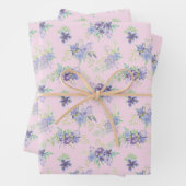 Roze Paars Groen Bloemig Verjaardags Bruidsfeest Inpakpapier Vel (In situ)