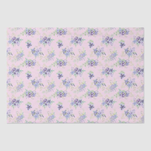 Roze Paars Groen Bloemige Verjaardag Bruidsfeest Tissuepapier (Voorkant)