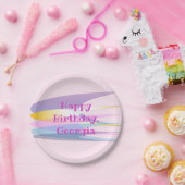 Roze Paars Happy Birthday Paper Bord (Feest)