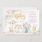 Roze Paars Mint Tribal Woodland Baby shower Kaart (Voorkant)