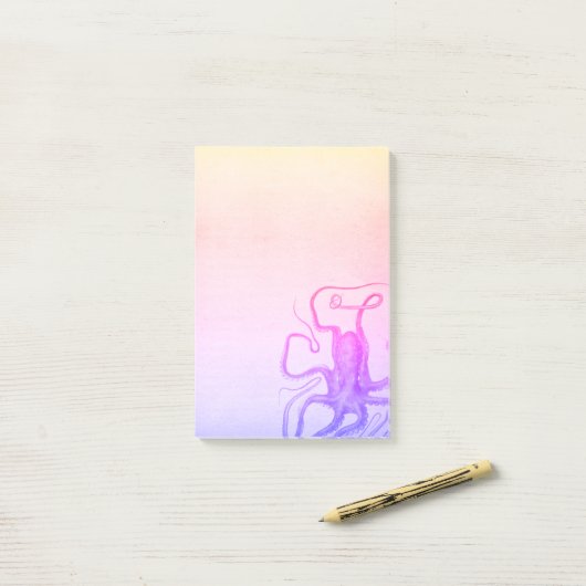 Roze Paars Octopus Ombre Steampunk Zee Post-it® Notes (Op bureau)