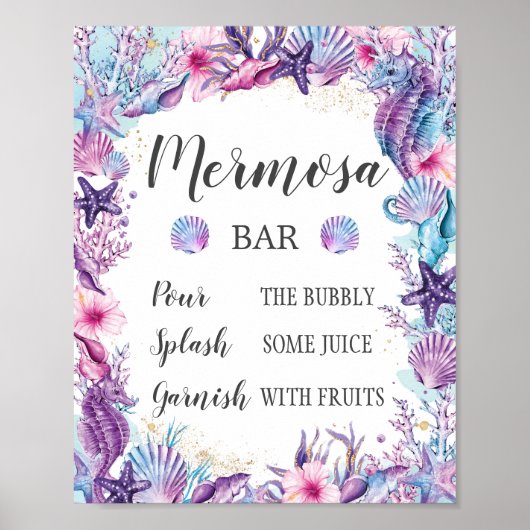 Roze Paars onder de Zee Mermosa Bar Poster (Voorkant)
