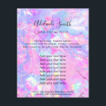 roze paars opal stone FAUX holografen Flyer<br><div class="desc">schoonheidssalon professionele make - up kunstenaar flyer</div>