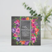 Roze Paars Oranje Bloemenkleed Krijtbord 50e Verja Kaart (Staand voorkant)