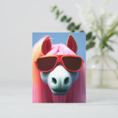 Roze paars paard in zonnebrillen Briefkaart (Staand voorkant)