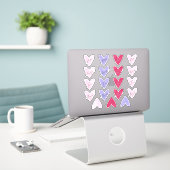 Roze Paars + Rode Aquarel Hart Envelopezegels Sticker (Laptop op bureau)