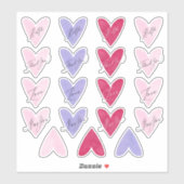 Roze Paars + Rode Waterverf Hart Envelopezegels Sticker (Vel)