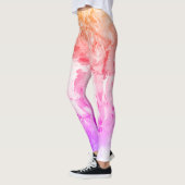 Roze Paars Rood Geel Witte Moderne Abstract Leggings (Links)