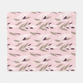 Roze paars rood retro bloempatroon fleece deken (Voorkant (Horizontaal))