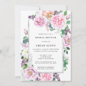 Roze Paars Roos Floral Bridal Brunch Uitnodiging (Voorkant)