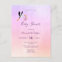 Roze paars roos goud baby shower briefkaart