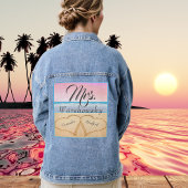 Roze Paars Roze  Strand Bruiloft 2 Harten in Zand Denim Jacket