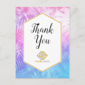 Roze Paars Tropisch Dank u voor uw Logo Briefkaart (Voorkant)