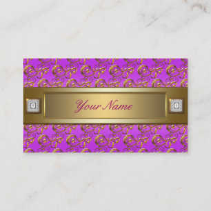 Roze Paars Violet Gouden Wervelingen Elegant Visitekaartje