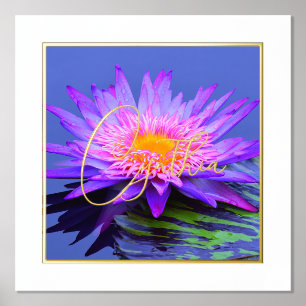 Roze Paars Water Lily met Folie Naam Afdrukken