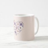 Roze Paars Witte Bloemhart Koffiemok (Voorkant rechts)