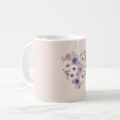 Roze Paars Witte Bloemhart Koffiemok (Voorkant links)