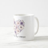 Roze Paars Witte Bloemhart Koffiemok (Voorkant rechts)