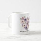 Roze Paars Witte Bloemhart Koffiemok (Voorkant links)