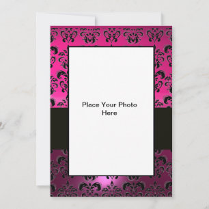 ROZE PAARS ZWART DAMASK FOTO SJABLOON ,fuchsia Kaart