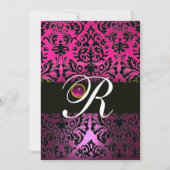 ROZE PAARS ZWART DAMAST MONOGRAM Amethist Fuchsia Kaart (Voorkant)