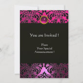 ROZE PAARS ZWART DAMAST MONOGRAM Amethist Fuchsia Kaart (Achterkant)