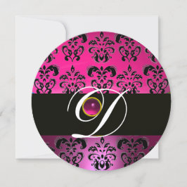 ROZE PAARS ZWART DAMAST MONOGRAM Amethist Fuchsia Kaart