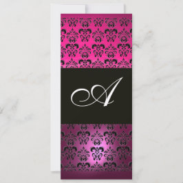 ROZE PAARS ZWART DAMAST MONOGRAM ,fuchsia wit Kaart