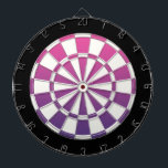 Roze Paars zwart en wit Dartbord<br><div class="desc">Roze Paarse zwarte kaart en witte dartplaat</div>