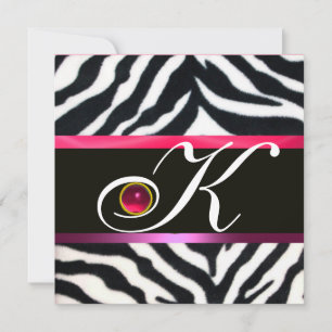 ROZE PAARS ZWART WIT ZEBRA BONT MONOGRAM ,robijn Kaart
