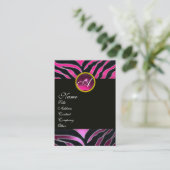 ROZE,PAARS ZWART WIT ZEBRA BONT MONOGRAM VISITEKAARTJE (Staand voorkant)