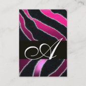 ROZE,PAARS ZWART WIT ZEBRA BONT MONOGRAM VISITEKAARTJE (Achterkant)