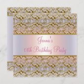 Roze Paarse 13e verjaardagsfeest uitnodiging 13e (Voorkant / Achterkant)