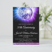 Roze Paarse 50e Jubileum Party Disco Ball Kaart (Staand voorkant)