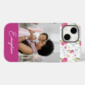 Roze Paarse Aangepaste Naam Waterverf Wildbloem Case-Mate iPhone Case (Achterkant (horizontaal))