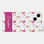 Roze Paarse Aangepaste naam Waterverf Wilde bloem Case-Mate iPhone Case (Achterkant (horizontaal))