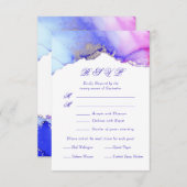 Roze Paarse Abstracte Bruiloft RSVP Kaart (Voorkant / Achterkant)