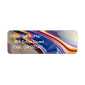 Roze Paarse Abstracte fractale kunst Etiket (Voorkant)