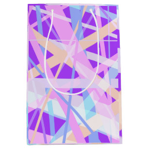 Roze Paarse Abstracte Geometrische Stripes Gift Ba Medium Cadeauzakje