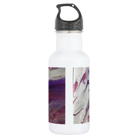 Roze Paarse Abstracte gepersonaliseerde waterfles Waterfles (Achterkant)