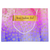 Roze Paarse Abstracte gouden kleur Aangepaste teks Groot Cadeauzakje (Voorkant)